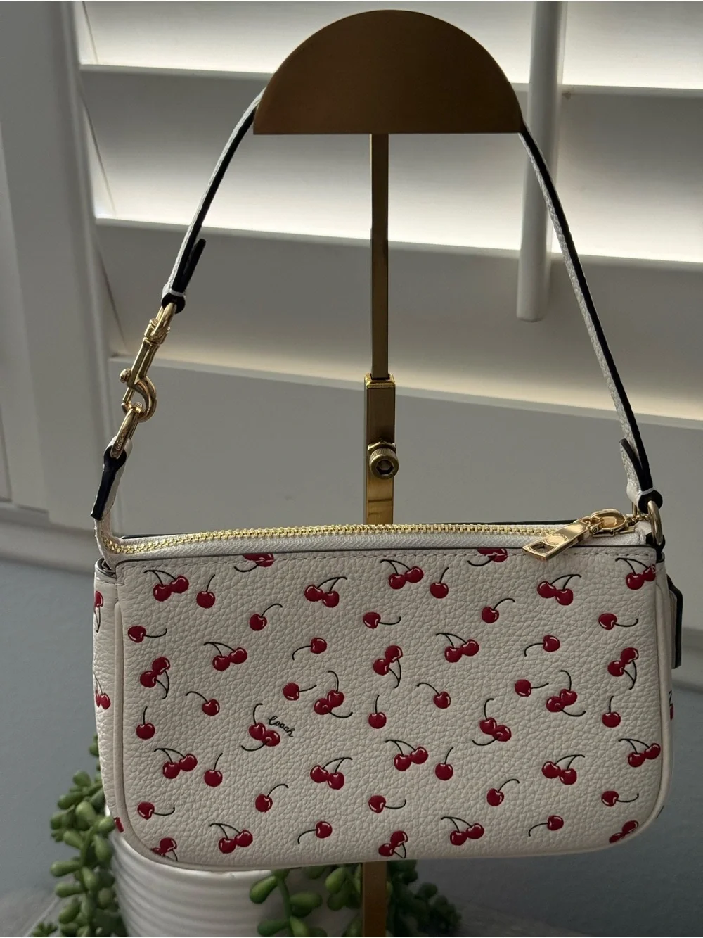 Coach NWT 🍒Cherry Nolita 19 in Chaulk Multi Cherry Print Pebble Leather 🍒 w/DB